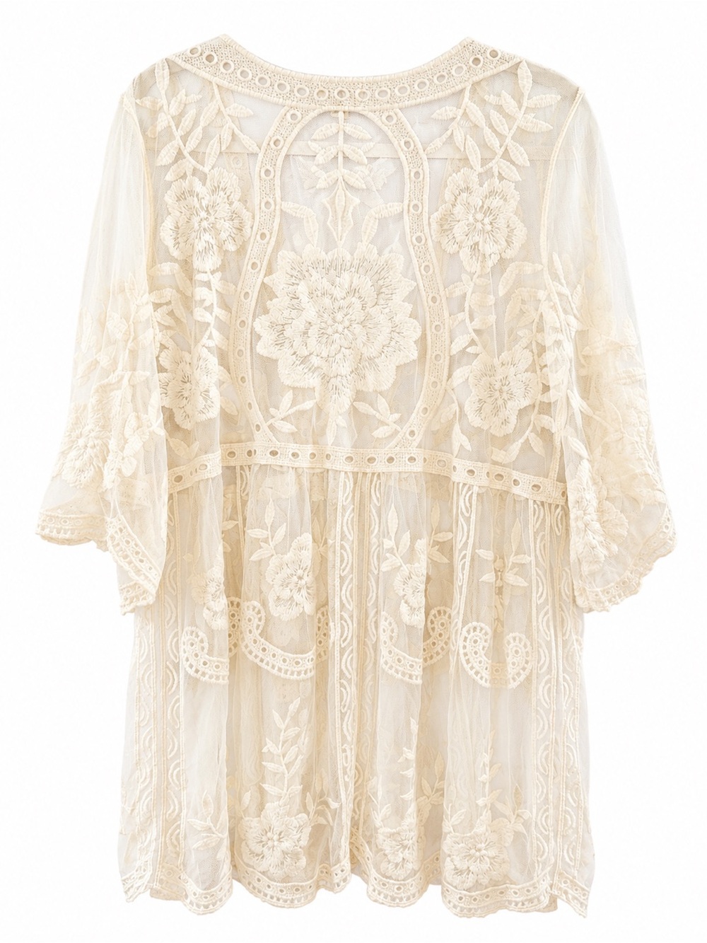 POL Cream Lace Floral Kimono Cardigan - Picture 2 of 6